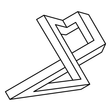 Optik illüzyon şekli. İmkansız bir nesne. Op sanat figürü.