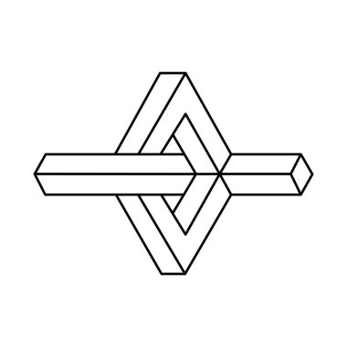 İmkansız bir şekil. Optik illüzyon objesi. 3 boyutlu illüstrasyon. Optik sanat figürü.