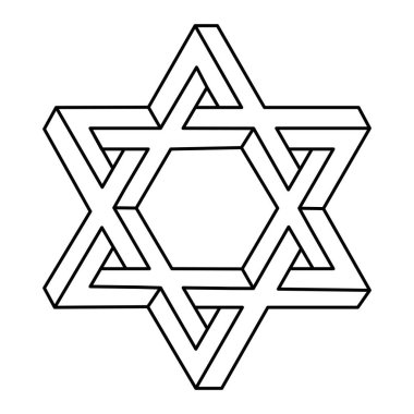 İmkânsız şekilli logo tasarımı, optik illüzyon objesi. Op sanat figürü. Kutsal geometri. Satır sanatı.