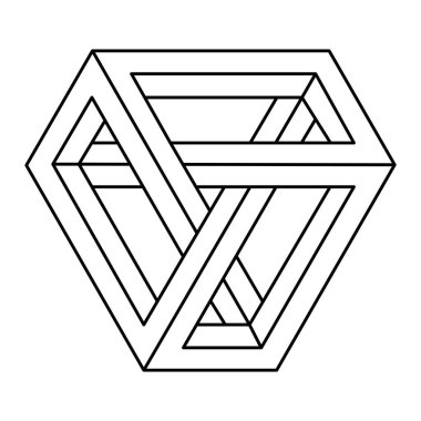 Optik yanılsama, geometrik figür. İmkansız bir şekil. İşlem sanatı.