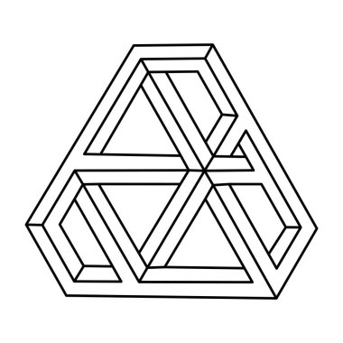 İmkansız bir rakam. Geometrik nesne. Optik illüzyon şekli. İşlem sanatı.