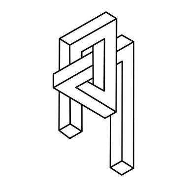 Fantastik hayali şekil. Optik illüzyon objesi. İmkansız bir rakam. Kutsal geometri.