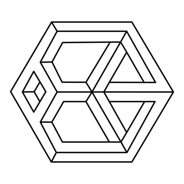İmkansız figür, soyut vektör nesnesi, gerçek dışı biçim. Kutsal geometri objesi. Optik illüzyon şekli.