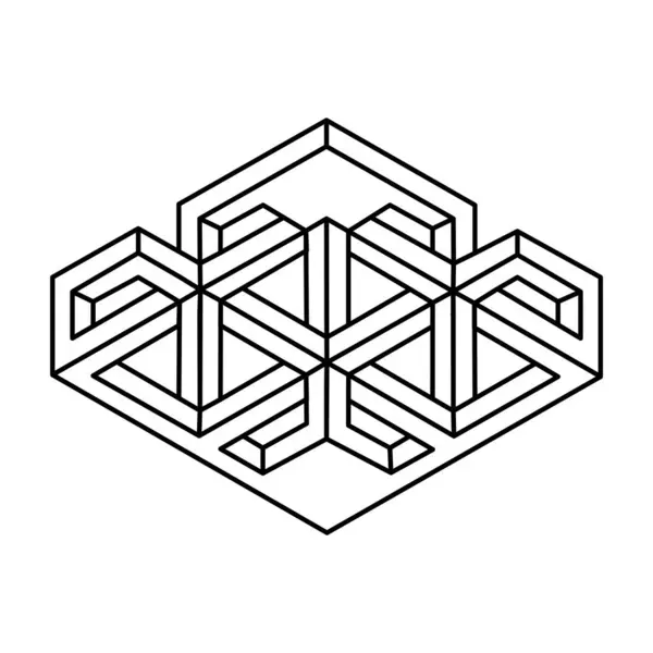 Optik yanılsama, gerçek dışı geometrik nesne vektörü. İmkansız bir rakam. Kutsal geometri şekli.