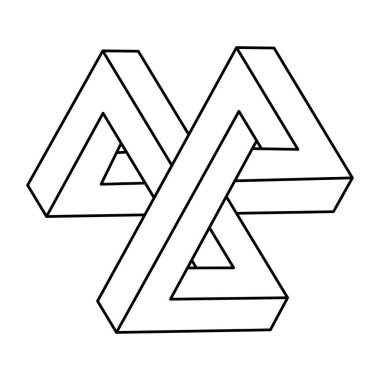 İmkânsız optik illüzyon şekli. Optik sanat objesi. İmkansız rakamlar. Kutsal geometri.