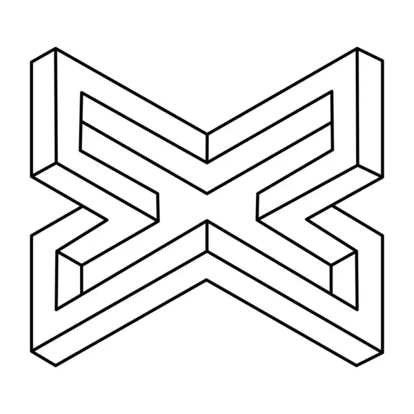 İmkânsız şekilli logo tasarımı, optik illüzyon objesi. Operasyon sanatı. Kutsal geometri figürü.