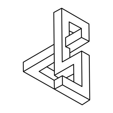 İmkânsız optik illüzyon şekli. Operasyon sanatı objesi. Kutsal geometri figürü.