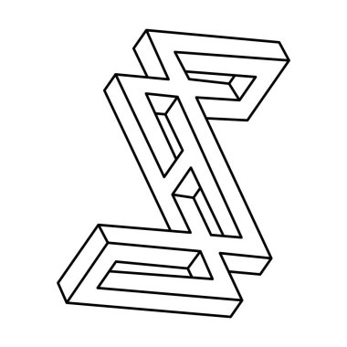 Optik yanılsama şekli, gerçek dışı geometrik nesne vektörü. İmkansız bir rakam. Kutsal geometri. İşlem sanatı.