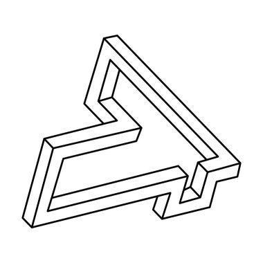 İmkansız bir şekil. Kutsal geometri figürü. Optik yanılsama. Soyut sonsuz geometrik nesne. İmkansız sonsuz taslak figürü. Operasyon sanatı. Beyaz arkaplanda imkansız geometri şekli.