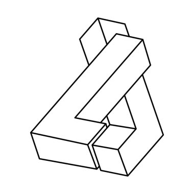 Optik yanılsama nesnesi, gerçek dışı geometrik figür vektörü. İmkansız bir şekil. Kutsal geometri.