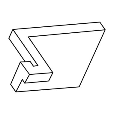 Optik yanılsama, gerçek dışı geometrik nesne vektörü. İmkansız bir rakam. Op sanat biçimi.
