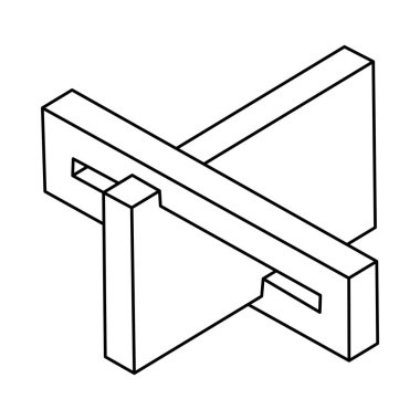 Optik yanılsama, gerçek dışı geometrik nesne vektörü. İmkansız bir rakam. Op sanat biçimi.