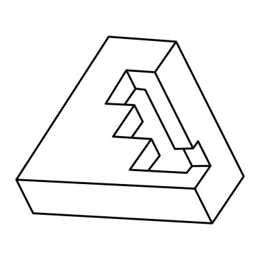 Optik yanılsama şekli, gerçek dışı geometrik nesne vektörü. İmkansız figür.