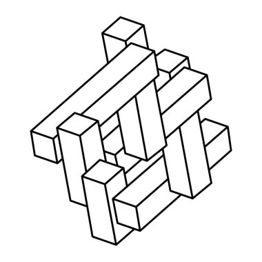 Optik illüzyon şekilleri, gerçek dışı geometrik nesne vektörü. İmkansız bir rakam. Kutsal geometri şekli.