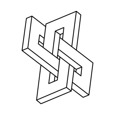 Optik yanılsama şekli, gerçek dışı geometrik nesne. İmkansız bir rakam. Kutsal geometri.