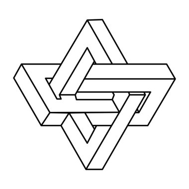 Optik yanılsama şekli, gerçek dışı geometrik nesne. İmkansız bir rakam. Kutsal geometri şekilleri.