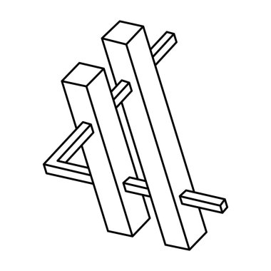 İmkansız bir şekil. Web tasarım elemanı. Optik İllüzyon nesnesi. Geometrik şekiller.