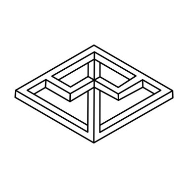 Optik yanılsama şekli, gerçek dışı geometrik nesne. İmkansız bir rakam. Kutsal geometri şekli.