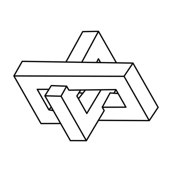 İmkansız şekiller. Çizgi tasarımı. Beyaz bir arka planda izole edilmiş. Kutsal geometri. Vektör çizimi. Optik yanılsama objeleri. İşlem sanatı.
