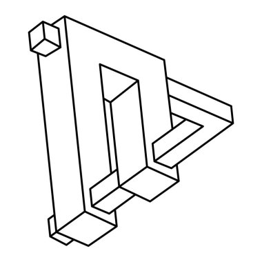 Gerçekdışı geometrik şekiller. İmkansız bir şekil. Web tasarım elemanı. Optik İllüzyon nesnesi. Satır tasarımı.