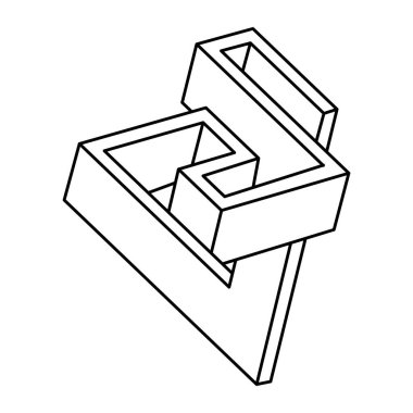 Optik illüzyon şekilleri. İmkansız nesneler. Op sanat figürleri. Çizgi çalışması. Gerçek dışı geometrik şekil.