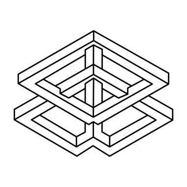 İmkânsız optik illüzyon şekli. Optik sanat objesi. İmkansız rakamlar. Kutsal geometri.