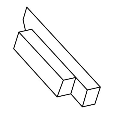 İmkansız bir şekil. Optik illüzyon figürü. Vektör illüstrasyonu beyaza izole edildi. Kutsal geometri objesi. Beyaz arka planda siyah çizgiler. Optik sanat şekilleri.