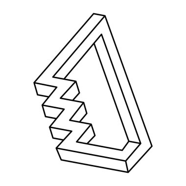 İmkansız şekiller. Web tasarım elemanı. Optik İllüzyon nesnesi. Çizgi tasarımı. Gerçek dışı geometrik figür.