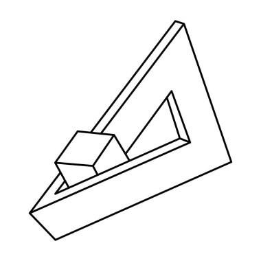 Optik illüzyon üçgeni, küp, gerçek dışı geometrik nesne vektörü. İmkansız bir rakam. Kutsal geometri şekli.