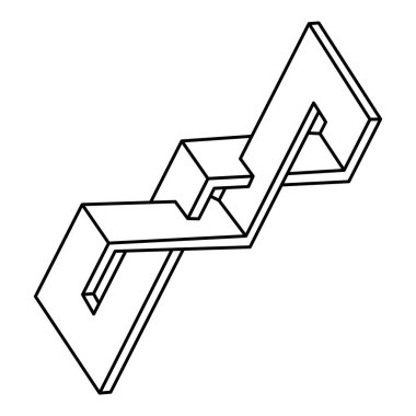 İmkansız geometri, optik illüzyon şekli. Optik sanat objesi. Gerçekdışı geometrik şekiller.