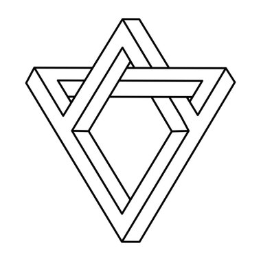 İmkansız şekiller. Web tasarım elemanı. Optik İllüzyon nesnesi. Geometrik şekiller.