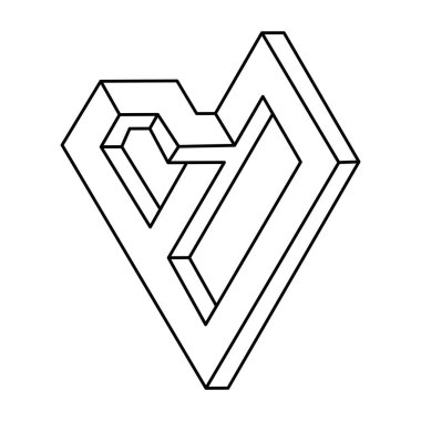 Optik yanılsama şekli, geometrik şekiller, imkansız nesneler. Optik sanat.