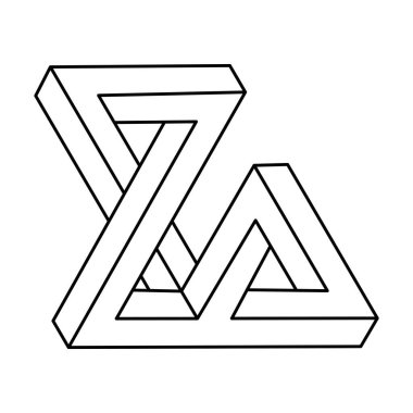 İmkansız bir şekil. Web tasarım elemanı. Optik İllüzyon nesnesi. Geometrik şekiller.