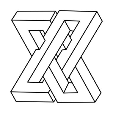 Geometrik şekiller. İmkansız şekiller. Web tasarım elemanı. Optik İllüzyon nesneleri. Satır tasarımı.