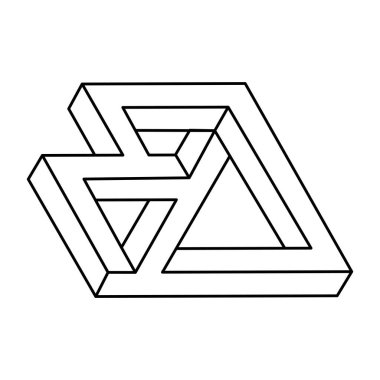 İmkansız bir şekil. Web tasarım elemanı. Optik İllüzyon nesnesi. Çizgi tasarımı. Geometrik şekiller.