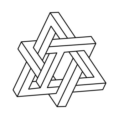 Kutsal geometri. İmkansız bir şekil. Web tasarım elemanı. Optik İllüzyon nesnesi. Çizgi tasarımı. Geometrik şekiller.