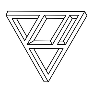 Kutsal geometri üçgeni. İmkansız bir şekil. Web tasarım elemanı. Optik İllüzyon nesnesi. Çizgi tasarımı. Geometrik şekiller.