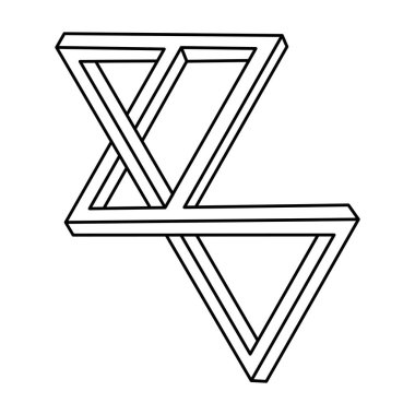 Gerçek dışı geometrik figür. İmkânsız optik illüzyon şekli. Operasyon sanatı objesi. İmkansız rakamlar. Kutsal geometri.