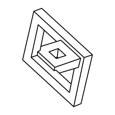 Geometrik şekiller. İmkansız bir şekil. Web tasarım elemanı. Optik illüzyon objesi. Escher tarzı. Çizgi tasarımı. İşlem sanatı.