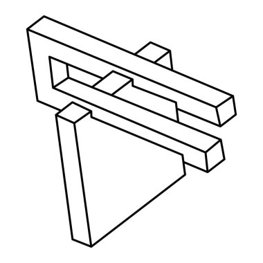 İmkansız şekiller. Kutsal geometri figürleri. Optik yanılsama. Soyut sonsuz geometrik nesne. İmkansız sonsuz özet. Çizgi çalışması. Operasyon sanatı. Beyaz arkaplanda imkansız geometri şekli.