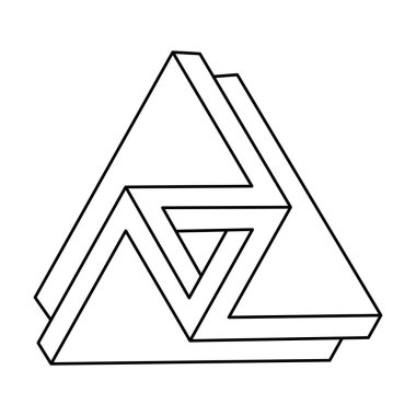 İmkânsız optik illüzyon şekilleri. Optik sanat objesi. İmkansız rakamlar. Çizgi çalışması. Escher tarzı.