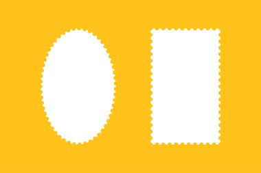 Posta pulu modelleme çerçeveleri. Sınırlar, kartpostallar için arka planlar, mektuplar. Beyaz boş daire seti, dikdörtgen vintage pul. Etiketler, etiketler, kuponlar, çıkartmalar, posta, kıvrımlı, kıvrımlı, dalgalı kenarlar