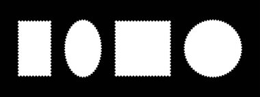Posta pulu çerçeveleri. Boş sınırlar, kartpostallar için beyaz zemin, mektuplar. Boş daire, dikdörtgen klasik pul modeli. Etiketler, etiketler, kuponlar, kıvrımlı, kıvrımlı, dalgalı kenarlı kutular.