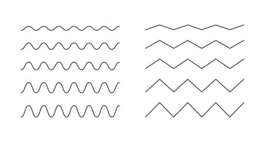 Dalgalı, kıvrımlı çizgiler. Asgari dalgalı sınırlar, enine çizgiler. Sinüs, sıvı, hava, rüzgar işaretleri. Su, nehir, göl, deniz, okyanus sembolleri. Özet grafik şablonu.