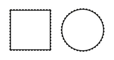 Kafa derisi yüzülmüş çerçeve modeli. Uçsuz bucaksız kare, daire şekilleri. Etiket formları. Silüet dantel, en az siyah çerçeve. Etiket, çıkartma, arkaplan için soyut ögeler.