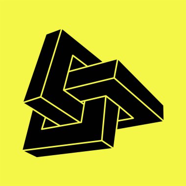 İmkansız bir nesne. Optik illüzyon şekilleri. Escher tarzı. 3 boyutlu illüstrasyon. Geometrik şekil.