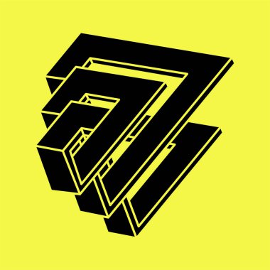 İmkânsız optik illüzyon şekilleri. Optik sanat objesi. İmkansız rakamlar. Escher tarzı. Satır sanatı. 