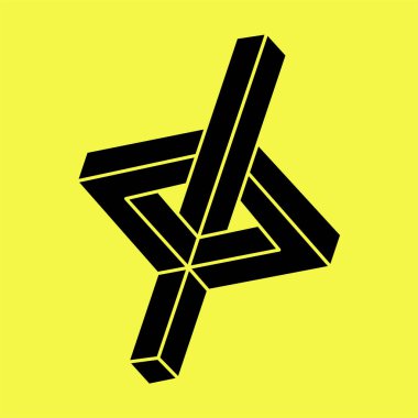 İmkansız nesneler. Çizgi geometrik şekiller. Escher paradoksu. Optik yanılsama figürü.