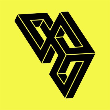 Escher paradoksu geometrisi. Optik yanılsama. Kutsal geometrik figür. Optik sanat. İmkansız şekiller.