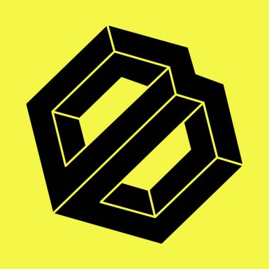 Escher tarzı. Optik illüzyon objesi. Kutsal geometrik figür. Optik sanat. İmkansız şekiller.